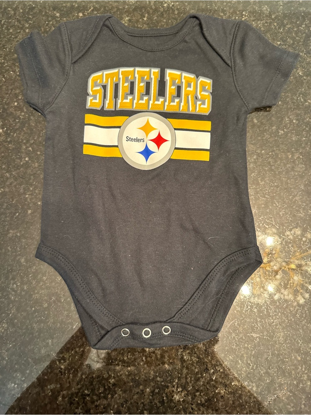 NFL Steelers Navy Blue Baby Bodysuit with Yellow and White Logo